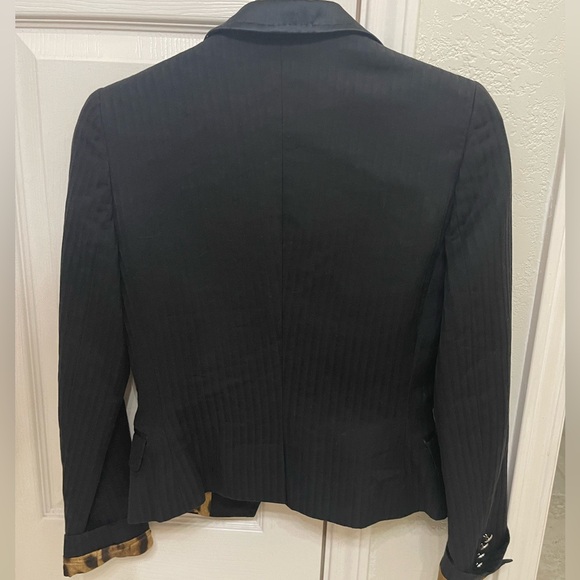 VINTAGE DOLCE & GABBANA BLACK WOMEN'S JACKET WITH LEOPARD LINING - Picture 2 of 16